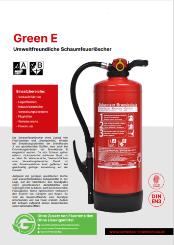 Fluorfreie Schaum-Feuerlöscher 9 Liter JX Green E43